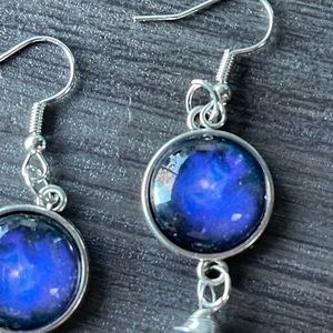 Blue/purple Glass Galaxy earrings